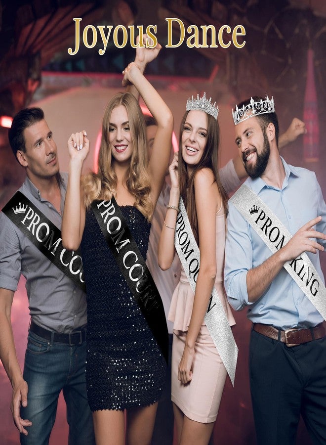 Saintrygo 12 Pcs Prom Crown and Sash Set, Prom King and Queen Tiara Rhinestone Crown Glitter Court Royal Satin Sash for 2025 Graduation Ball Dance Night Party Birthday Accessory(Silver,Classic) - Image 5